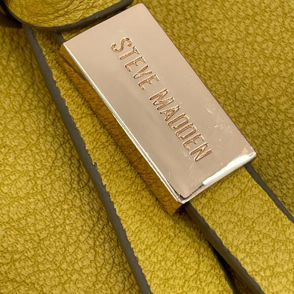 Steve Madden Mustard Yellow Leather with Tassel Crossbody Purse Bag - Picture 9 of 13